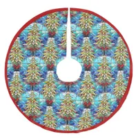 Beautiful Stained Glass Christmas Tree Pattern Brushed Polyester Tree Skirt