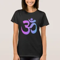 *~* Neon Ombre Pink Blue Om on Women Black T-Shirt