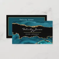 Teal - Turquoise and Gold Geode Agate Stone Busine Business Card