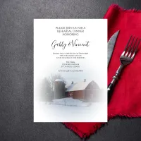 Snowy Barn Silo Winter Wedding Rehearsal Dinner Invitation