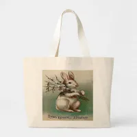 Vintage Loving Easter Greeting Large Tote Bag