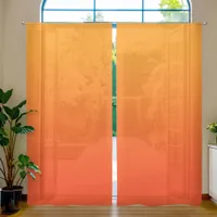 Vivid to Fiery Orange Gradient Sheer Curtains