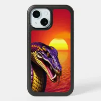 Cobra snake with vvibrant purple and yellow scales iPhone 15 case