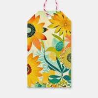 Pretty Yellow Flowers Whimsical Folk Art Gift Tags