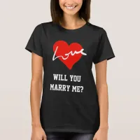 Leap Year | Will You Marry Me Red Love Heart Black T-Shirt