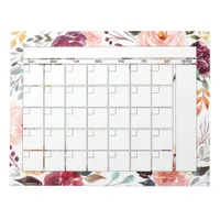 Marsala Peach Floral Monthly Planner Calendar Notepad