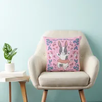 Adorable rabbit and mushrooms throw pillow