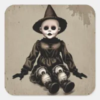 Creepy Doll Scary Halloween Party Square Sticker