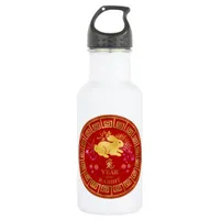 Chinese Zodiac Rabbit Red/Gold ID542 Stainless Steel Water Bottle