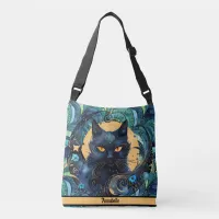 Black Cat and Celestial Moon Crossbody Bag