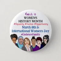 March is International Women's Day    Button
