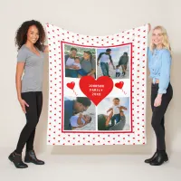 Photo Collage Family Personalized Valentine Heart Fleece Blanket