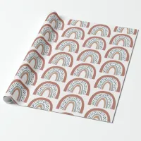 Cute Modern Boho Neutral Rainbow Wrapping Paper