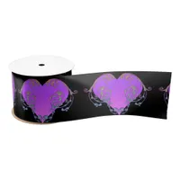 Elegant, Romantic Purple Heart with Flourish  Satin Ribbon