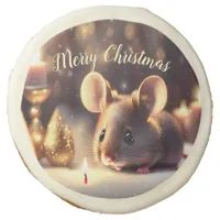 Cute mouse celebrates Christmas, custom  Sugar Cookie