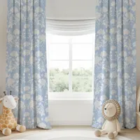 Blue Peony Floral Pattern  Blackout Curtains