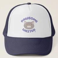 Pawsome Writer Fun Kitty Cartoon Trucker Hat