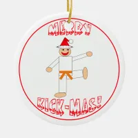 Martial Arts Merry Kick Mas Orange Belt Ceramic Ornament