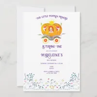 Little Pumpkin Princess Wildflower 1st Birthday Invitation