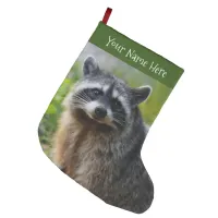 Face to Face with a North American Raccoon Large Christmas Stocking