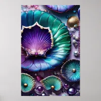 Colorful Purple Mermaid Shell Poster