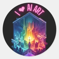 I ❤ AI Art Love Heart Digital Artist Classic Round Sticker