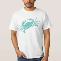 Crab Grunge Blue Graphic Print T-Shirt