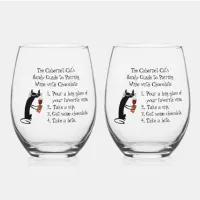Pairing Wine with Chocolate Funny Cat Stemless Wine Glass