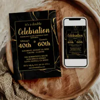 Elegant Black & Gold Marble Birthday Party Invitation