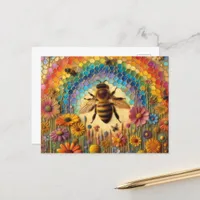 Colorful Encaustic Bees Postcard