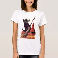 Vintage Black Halloween Cat T-Shirt