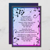 Music Butterfly Leaves Blue & Purple Wood Wedding Invitation