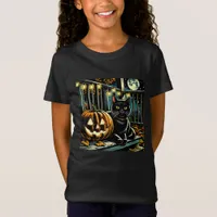 Black Cat and Jack-O-Lantern Halloween T-Shirt