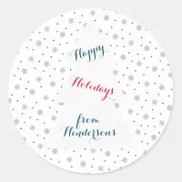 Winter snowflakes and dots pattern classic round sticker