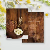 Cowboy Boots, Daisies Horse Bit Western Wedding Invitation