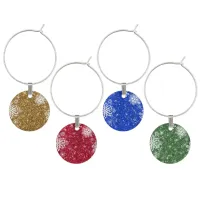 Snowflakes on Glitter SOG Wine Glass Charm