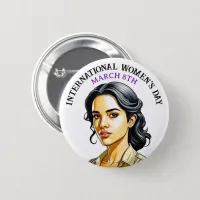 March 8th is International Women's Day Button