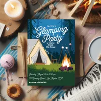 Cozy Campfire and Tent Glamping Party Invitation