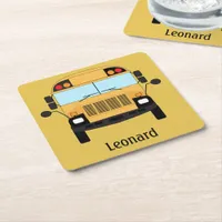 Yellow School Bus Driver and Teacher Gift Square Paper Coaster