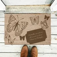 The butterflies garden house coir doormat