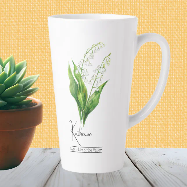 Birth Month Flower May Lily of the Valley Latte Mug