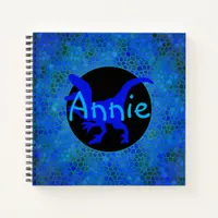 Personalized Blue Dinosaur Hide  Notebook