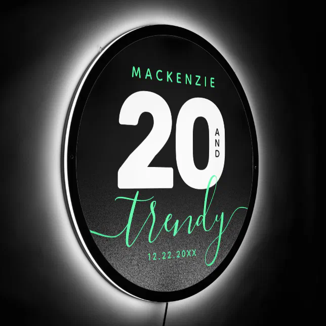 Modern Girly Mint Green 20 and Trendy LED Sign