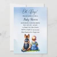 Baby Boy and His German Shepherd Puppy Baby Shower Invitation