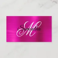 Metallic Hot Pink Foil Fancy Monogram Business Card