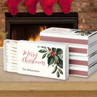 Winter Greenery Elegant Festive Merry Christmas Matchboxes