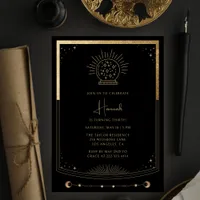 Mystical Black Gold Tarot 30th Birthday Party Invitation