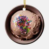 Sprinkled with Love | Chocolate Ice Cream Christma Ceramic Ornament