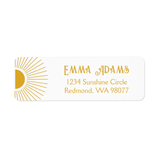 Sun Return Address Labels | Boho Sun Address Label