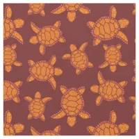 Hawaiian Sea Turtles Orange and Brown Aloha Fabric